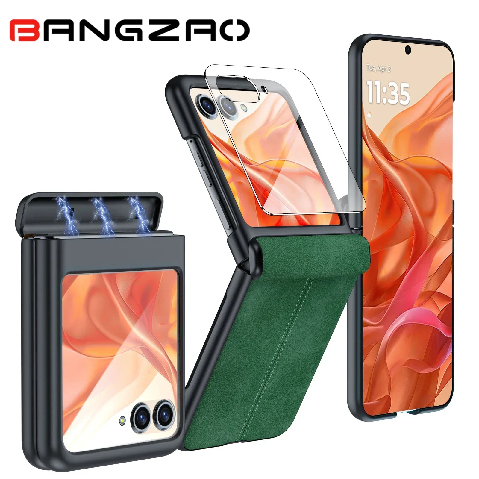 Leather Case for Motorola Razr 50 / 60 / 70with Hinge Protection, Built-in Screen Protector, Slim Shockproof Cover-Green
Leather Case for Motorola Razr 50 / 60 / 70with Hinge Protection, Built-in Screen Protector, Slim Shockproof Cover-Green