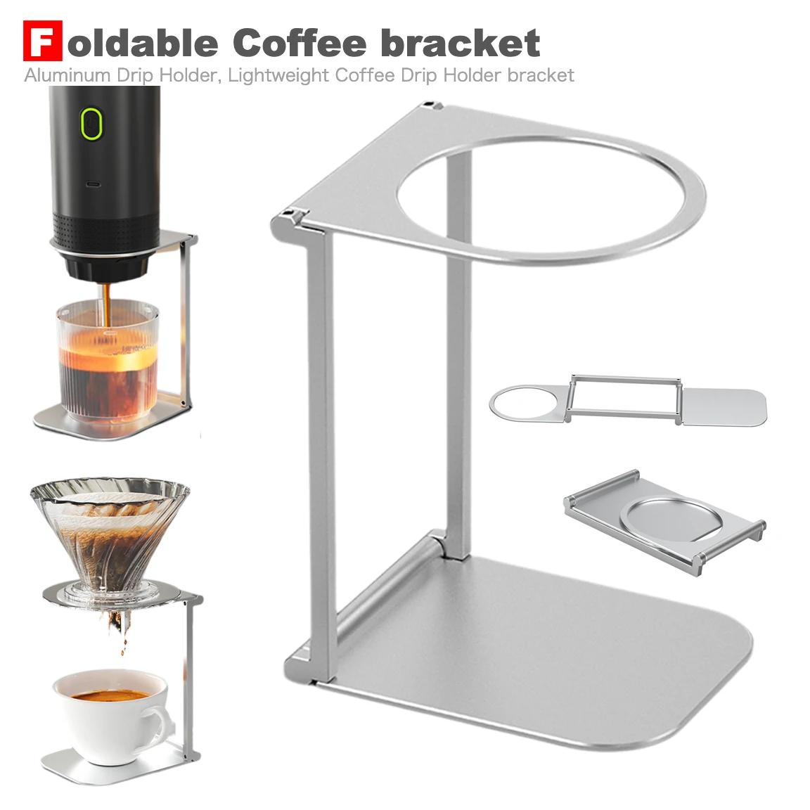 Portable Foldable Aluminum Coffee Drip Holder Stable Rack Adjustable Height Lightweight Coffee Filter Cup Bracket Accessories
Portable Foldable Aluminum Coffee Drip Holder Stable Rack Adjustable Height Lightweight Coffee Filter Cup Bracket Accessories