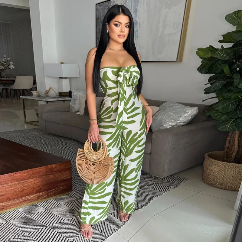 Leaf Print Sexy Strapless Jumpsuits Women Wide Leg Lace Up Summer Rompers One Piece Overalls
Leaf Print Sexy Strapless Jumpsuits Women Wide Leg Lace Up Summer Rompers One Piece Overalls