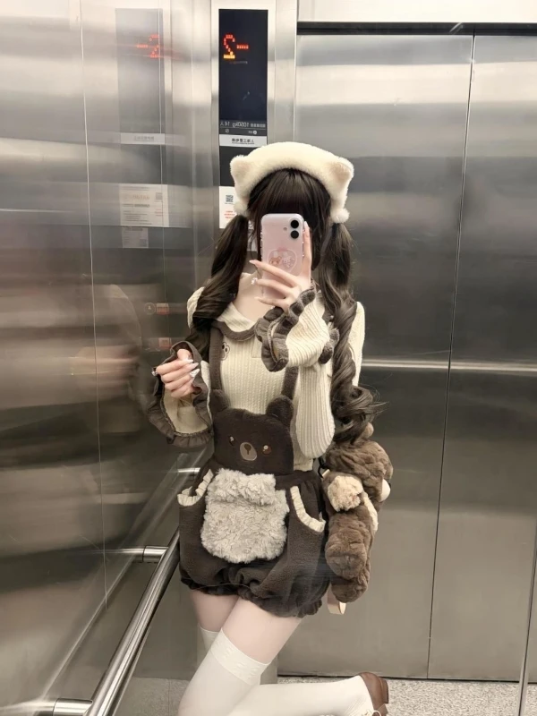 Cute Bear Print Two-Piece Set Sweet Youthful Reduction Women's Fashion Autumn Collection Button-Up Short Sleeve Casual Outfit
Cute Bear Print Two-Piece Set Sweet Youthful Reduction Women's Fashion Autumn Collection Button-Up Short Sleeve Casual Outfit