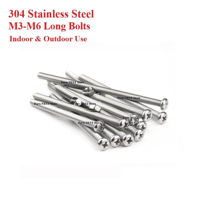 1-10PCS 304Stainless Steel Extended Extra Long Screw Cross Groove Round Head Bolt and Nut Combination Set M2 M3 M4 M5 M6 Machine
1-10PCS 304Stainless Steel Extended Extra Long Screw Cross Groove Round Head Bolt and Nut Combination Set M2 M3 M4 M5 M6 Machine