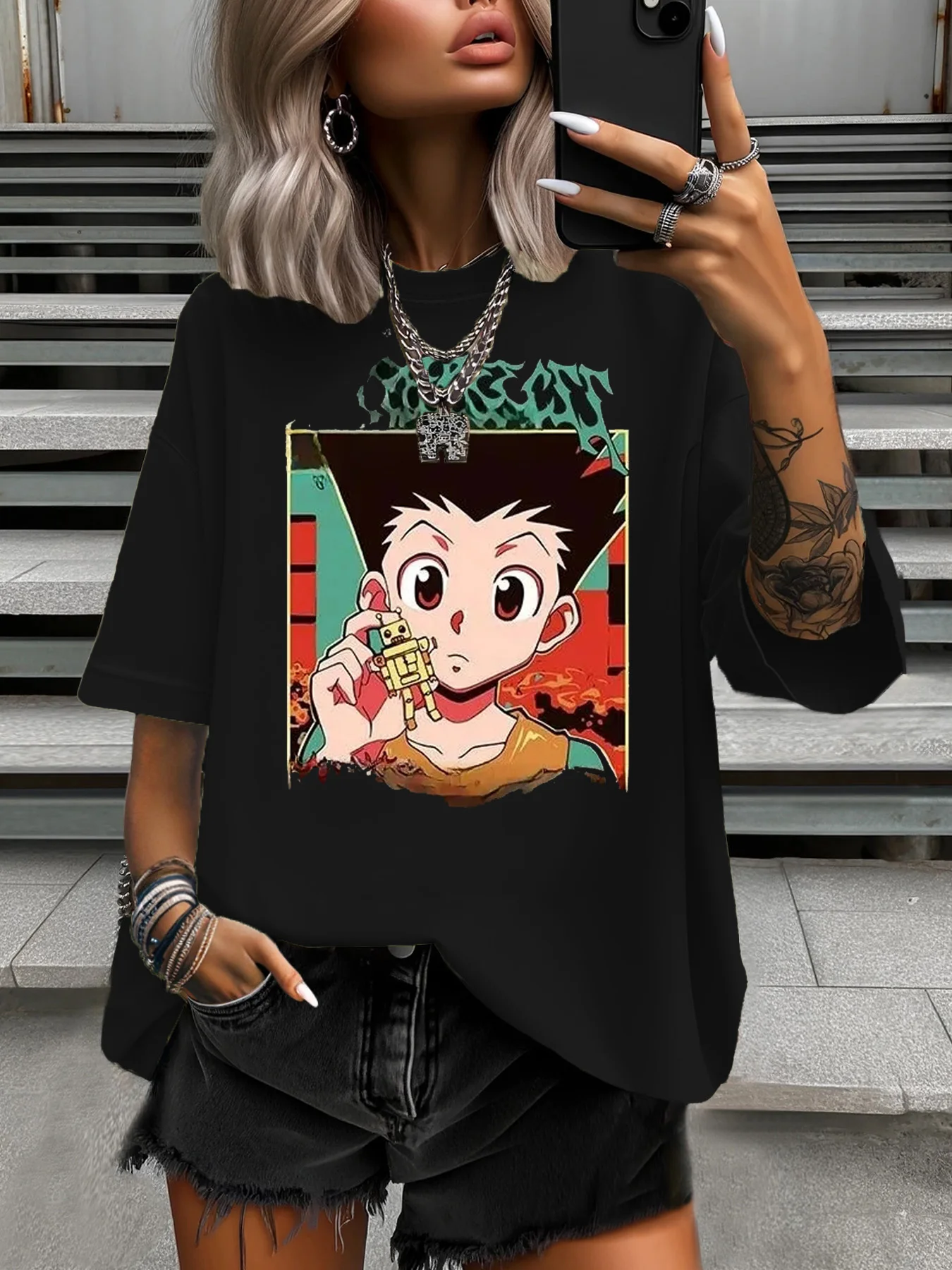 Летняя женская футболка больших размеров, оригинальный дизайн, женские повседневные топы с круглым вырезом и короткими рукавами с рисунком персонажей мультфильмов
Летняя женская футболка больших размеров, оригинальный дизайн, женские повседневные топы с круглым вырезом и короткими рукавами с рисунком персонажей мультфильмов