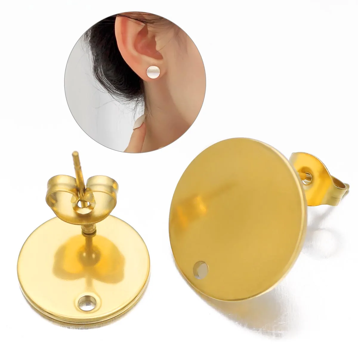 2pcs Stainless Steel Ear Studs Smooth Surface Dangle Earring Base with Hole for Pendant DIY Jewelry Making Accessories Supplies
2pcs Stainless Steel Ear Studs Smooth Surface Dangle Earring Base with Hole for Pendant DIY Jewelry Making Accessories Supplies