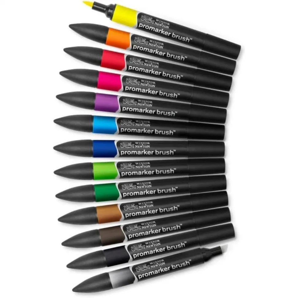 ProMarker Brush Set 12 Count, Dual Tip Alcohol Markers for Drawing Sketching Illustration, Vibrant Tones
ProMarker Brush Set 12 Count, Dual Tip Alcohol Markers for Drawing Sketching Illustration, Vibrant Tones