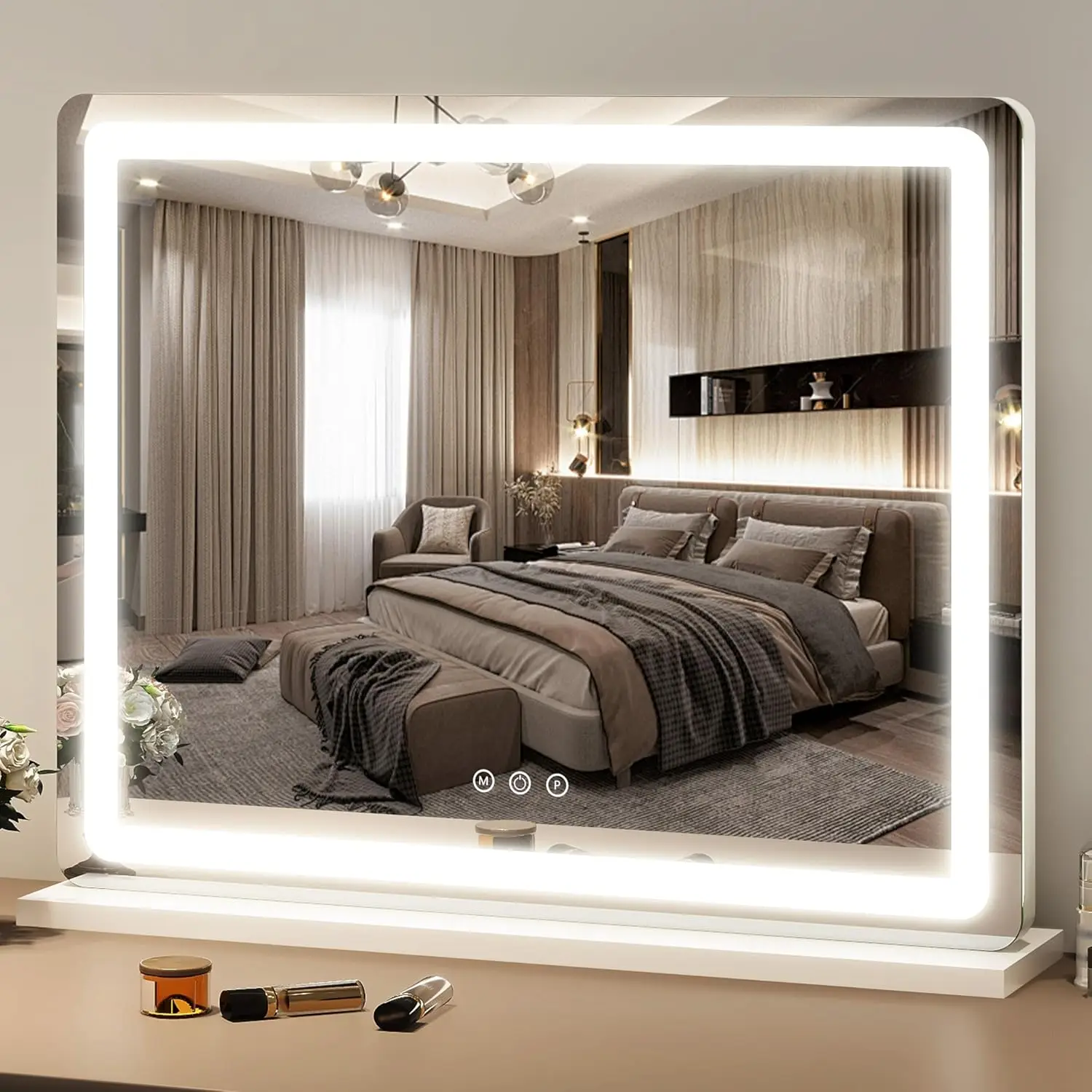 23x18 Inch LED Makeup Mirror with 3 Color Modes & Dimmable, Hollywood Vanity Mirror, Wall-Mounted or Tabletop, White
23x18 Inch LED Makeup Mirror with 3 Color Modes & Dimmable, Hollywood Vanity Mirror, Wall-Mounted or Tabletop, White