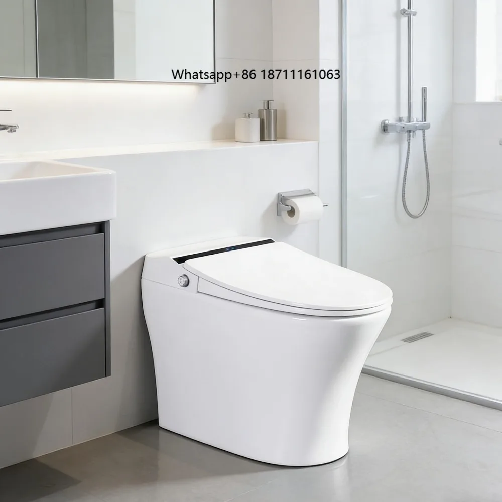 European Design Floor Mounted Elongated One-Piece Ceramic Smart Toilet Siphon Flushing Remote Control Instant Hot Seat Heating
European Design Floor Mounted Elongated One-Piece Ceramic Smart Toilet Siphon Flushing Remote Control Instant Hot Seat Heating