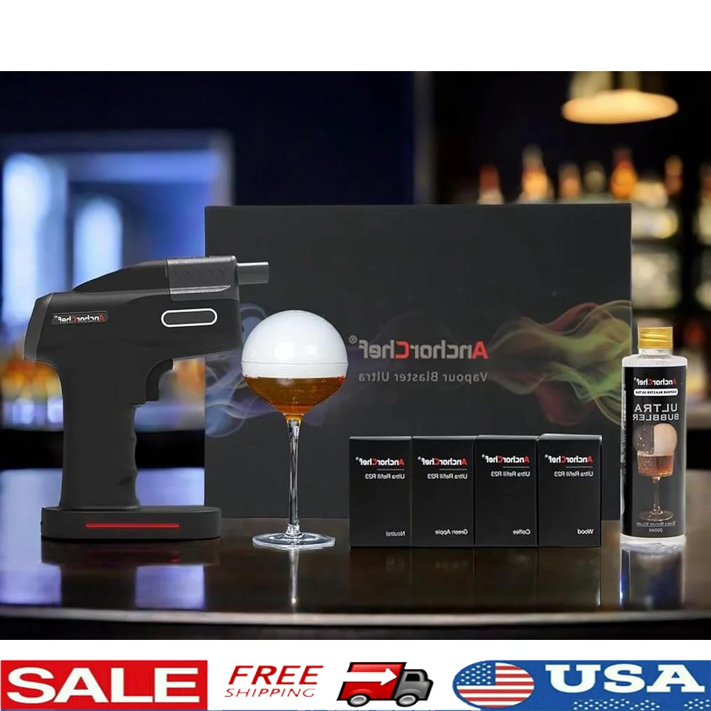 Cocktail Smoke Bubble Gun Set with 4 Aroma Flavors Edible Bubbles Aromatherapy Blaster Portable Party Kit Drinks Desserts
Cocktail Smoke Bubble Gun Set with 4 Aroma Flavors Edible Bubbles Aromatherapy Blaster Portable Party Kit Drinks Desserts