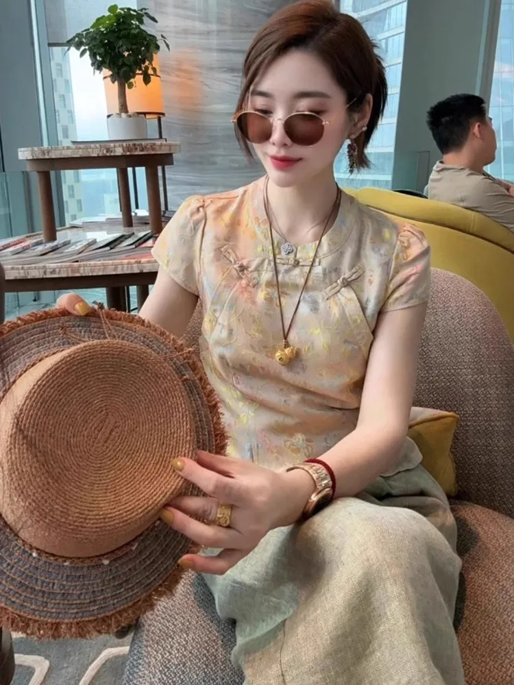 Ele Chinese Sle irt ort Sve Women's Top Luxury Sensation Versatile High-Quali Feel Commute Sle Floral Pattern
Ele Chinese Sle irt ort Sve Women's Top Luxury Sensation Versatile High-Quali Feel Commute Sle Floral Pattern