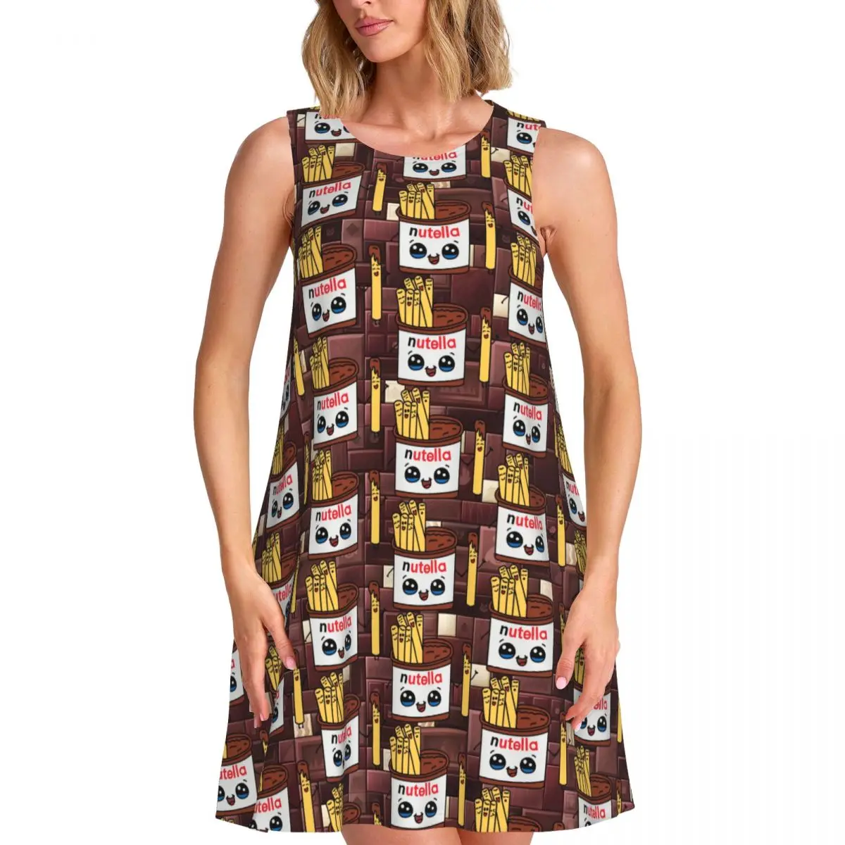 Custom Cool Foods Cartoon N-Nutellas Women's Sleeveless Dress Retro Food Chip Sundress Casual Pockets For Travel Beach Dress
Custom Cool Foods Cartoon N-Nutellas Women's Sleeveless Dress Retro Food Chip Sundress Casual Pockets For Travel Beach Dress