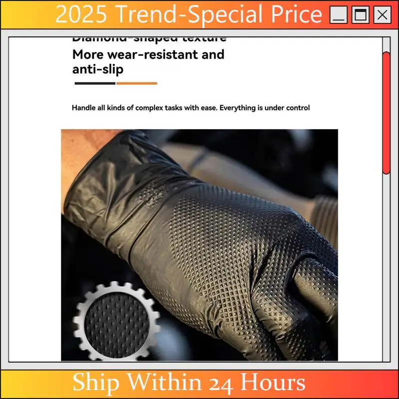 A61Z Deals Industrial Black Nitrile Gloves, 100PCS XL, Diamond Textured, Thick Disposable Latex-Free Gloves
A61Z Deals Industrial Black Nitrile Gloves, 100PCS XL, Diamond Textured, Thick Disposable Latex-Free Gloves