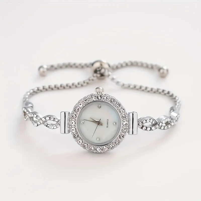 1 piece of women's luxury rhinestone quartz watch, paired with a durable zinc alloy strap
1 piece of women's luxury rhinestone quartz watch, paired with a durable zinc alloy strap
