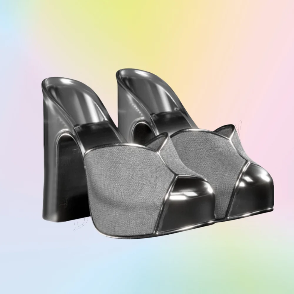 Silver Slipper Sandals Platform Round Toe Shoes Slip on Chunky High Heel Shoes for Women Shoes 2025 Zapatos Para Mujere
Silver Slipper Sandals Platform Round Toe Shoes Slip on Chunky High Heel Shoes for Women Shoes 2025 Zapatos Para Mujere