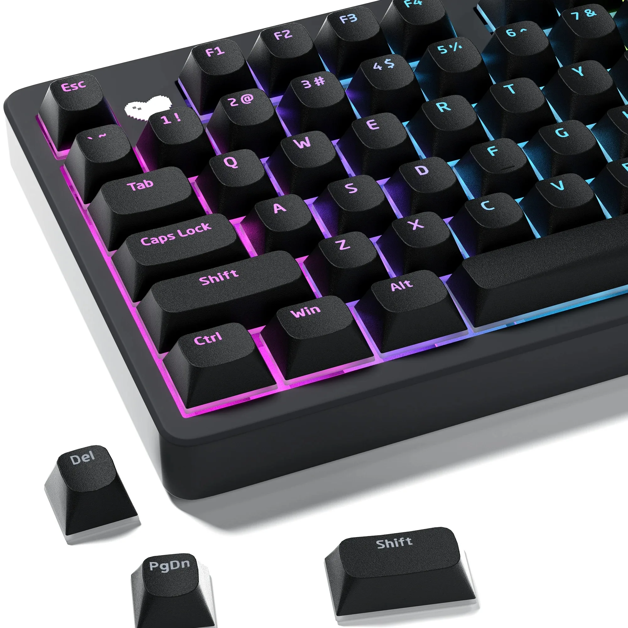 117keys Shine Through Black Pudding Keycaps with Engraved Translucent Magnetic Axis Keyboard Keycap for Mechanical Keyboard
117keys Shine Through Black Pudding Keycaps with Engraved Translucent Magnetic Axis Keyboard Keycap for Mechanical Keyboard 