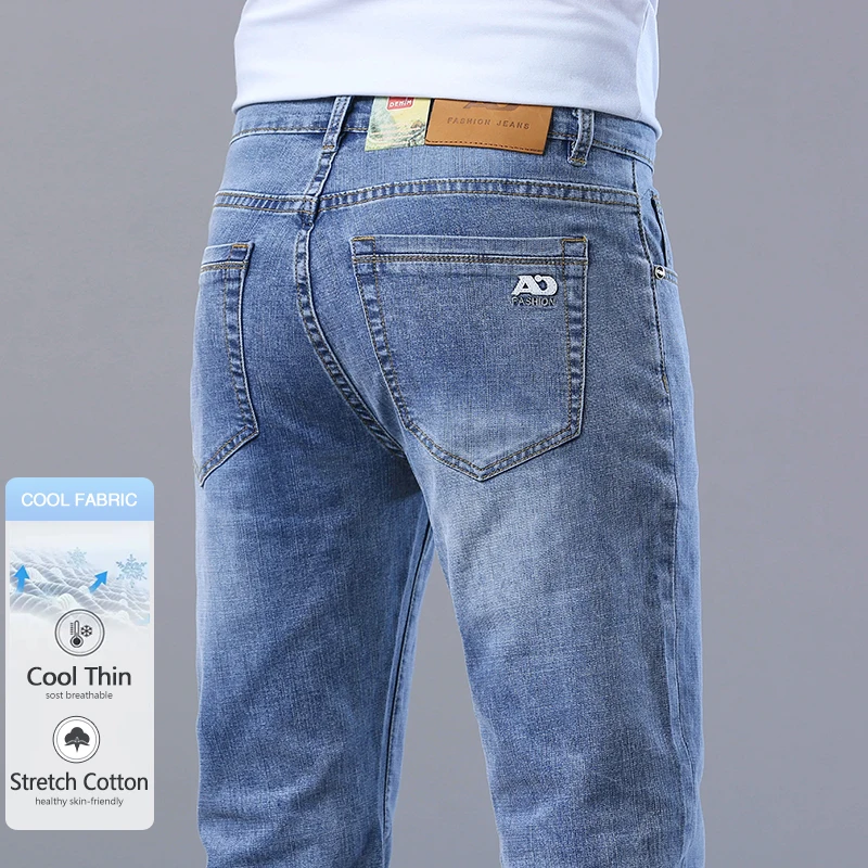 Spring Summer Thin Straight Jeans Men's Fashion Korean Elastic Fit Casual Denim Pants Comfortable Youth Business Daily Trousers
Spring Summer Thin Straight Jeans Men's Fashion Korean Elastic Fit Casual Denim Pants Comfortable Youth Business Daily Trousers