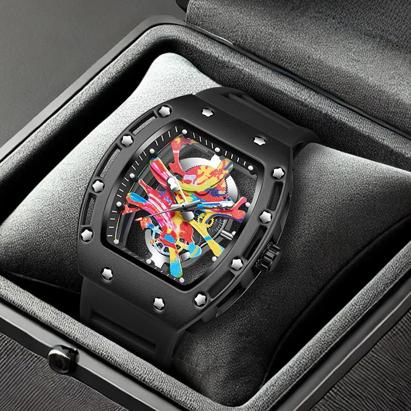 A men's youthful college-style casual quartz watch with rainbow stars, niche design, black case, and black strap
A men's youthful college-style casual quartz watch with rainbow stars, niche design, black case, and black strap