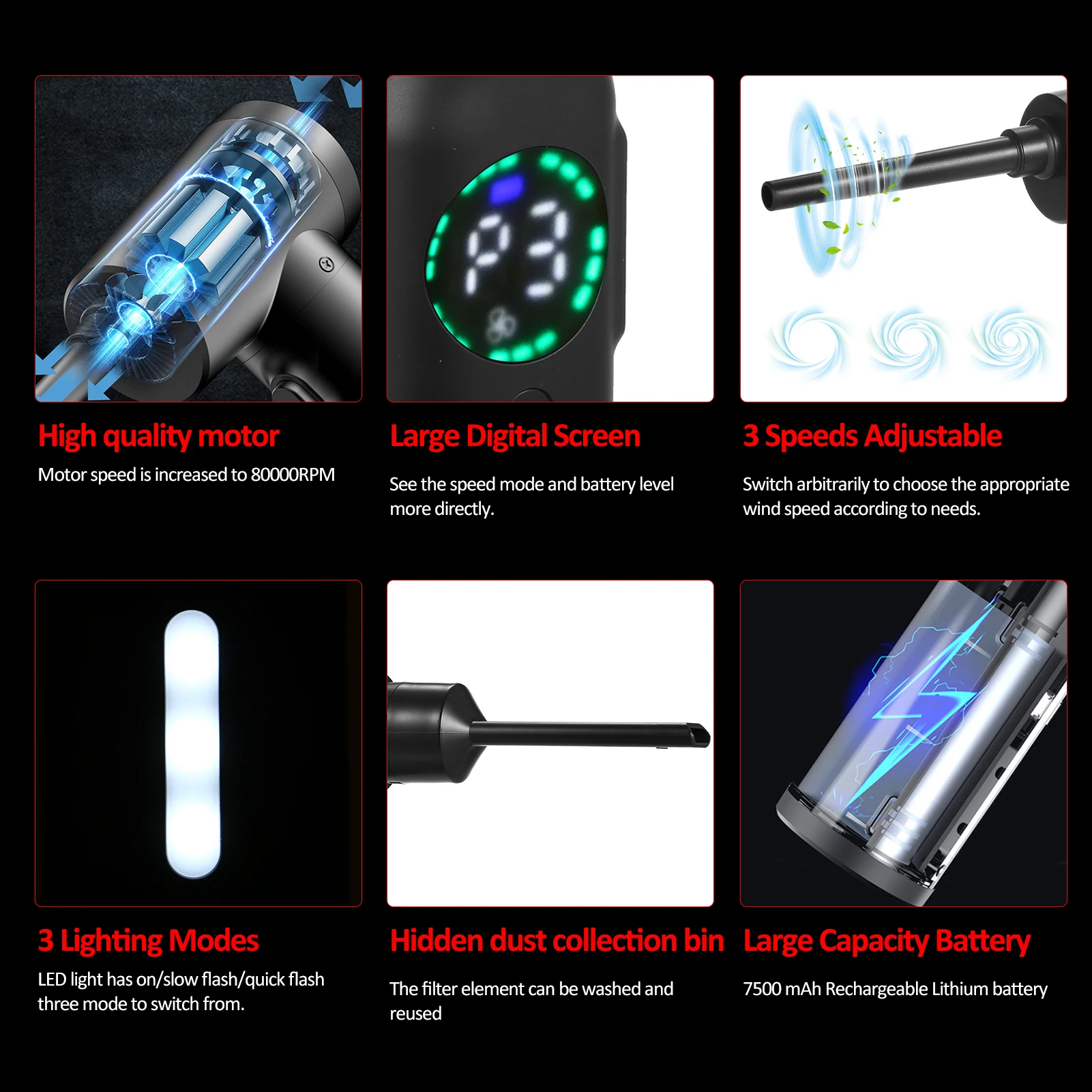 Compressed--Duster--Cleaner With Digital Screen Brush Motor, 100W 7500mAh Electric Dusters Cleaner Electric Duster
Compressed--Duster--Cleaner With Digital Screen Brush Motor, 100W 7500mAh Electric Dusters Cleaner Electric Duster
