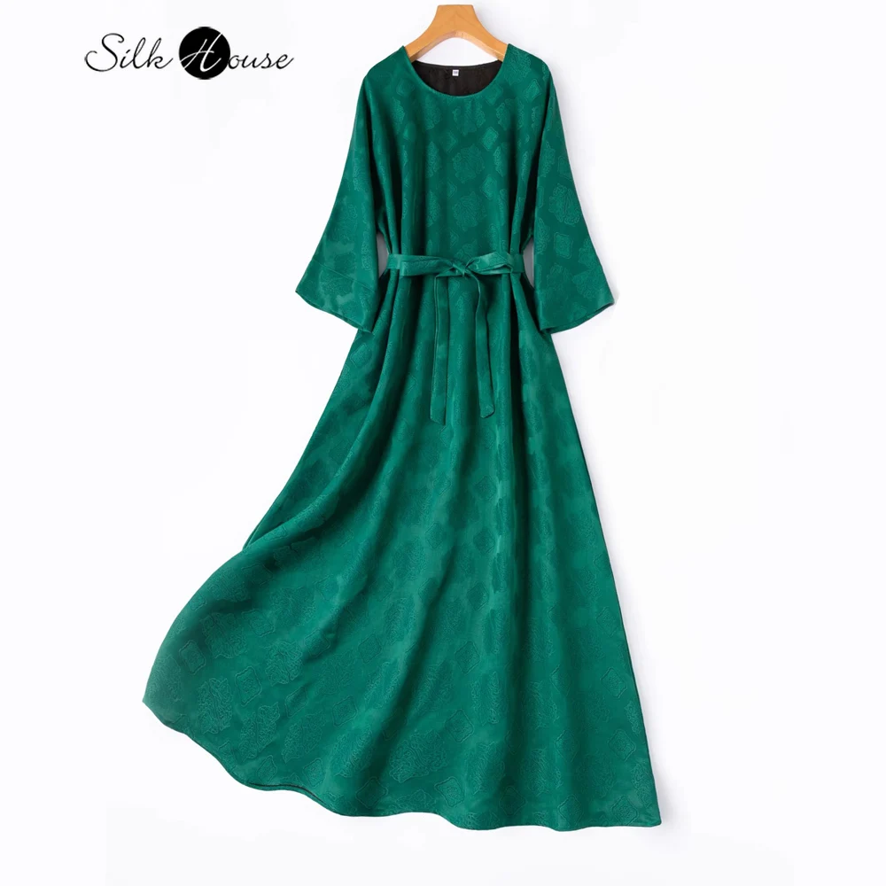 Green Heavyweight 45MM 100% Natural Mulberry Silk Gambiered Guangdong Gauze Jacquard Satin Round Neck Three-quarter Sleeve Dress
Green Heavyweight 45MM 100% Natural Mulberry Silk Gambiered Guangdong Gauze Jacquard Satin Round Neck Three-quarter Sleeve Dress