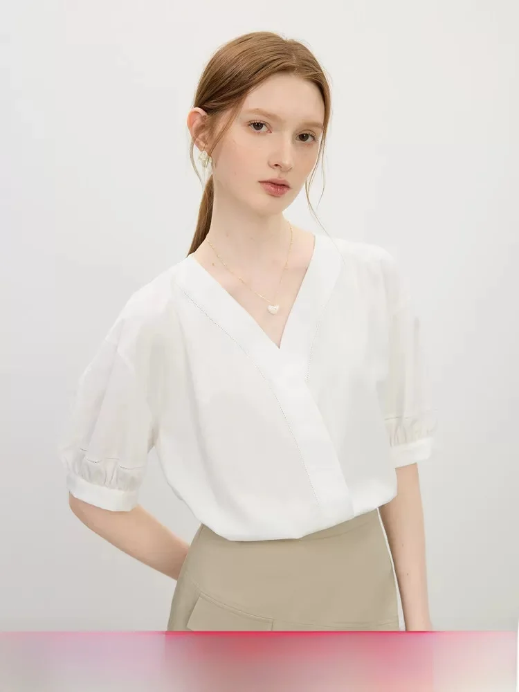 Simple V-ne White irt Women's Summer Loose Slimming Design Sense Top Faion Korean Sle Casual Commute Polyester Fiber
Simple V-ne White irt Women's Summer Loose Slimming Design Sense Top Faion Korean Sle Casual Commute Polyester Fiber