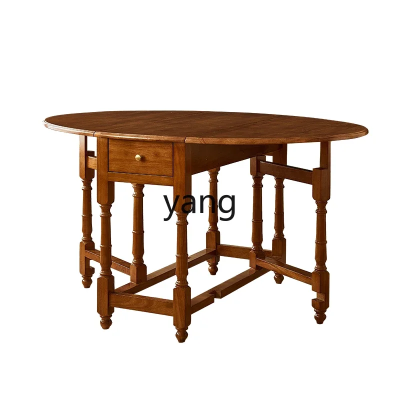 LMM retro solid wood dining table dining room with drawer storage folding oval table
LMM retro solid wood dining table dining room with drawer storage folding oval table
