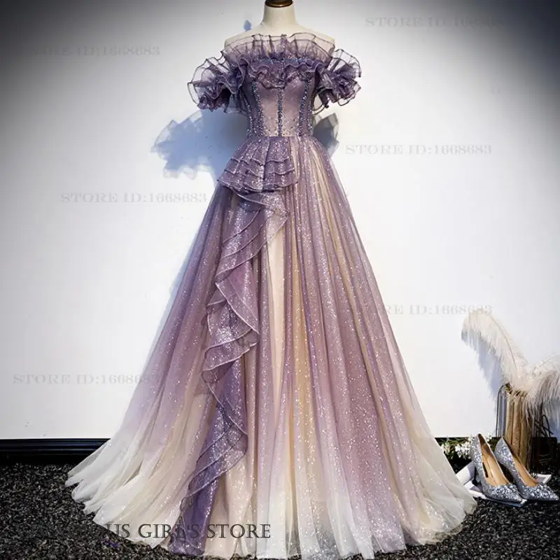 Фиолетовое сверкающее женское вечернее платье, сексуальное кружевное платье для выпускного вечера с открытыми плечами, Vestidos De Festa, темпераментное сетчатое платье De Soiree
Фиолетовое сверкающее женское вечернее платье, сексуальное кружевное платье для выпускного вечера с открытыми плечами, Vestidos De Festa, темпераментное сетчатое платье De Soiree