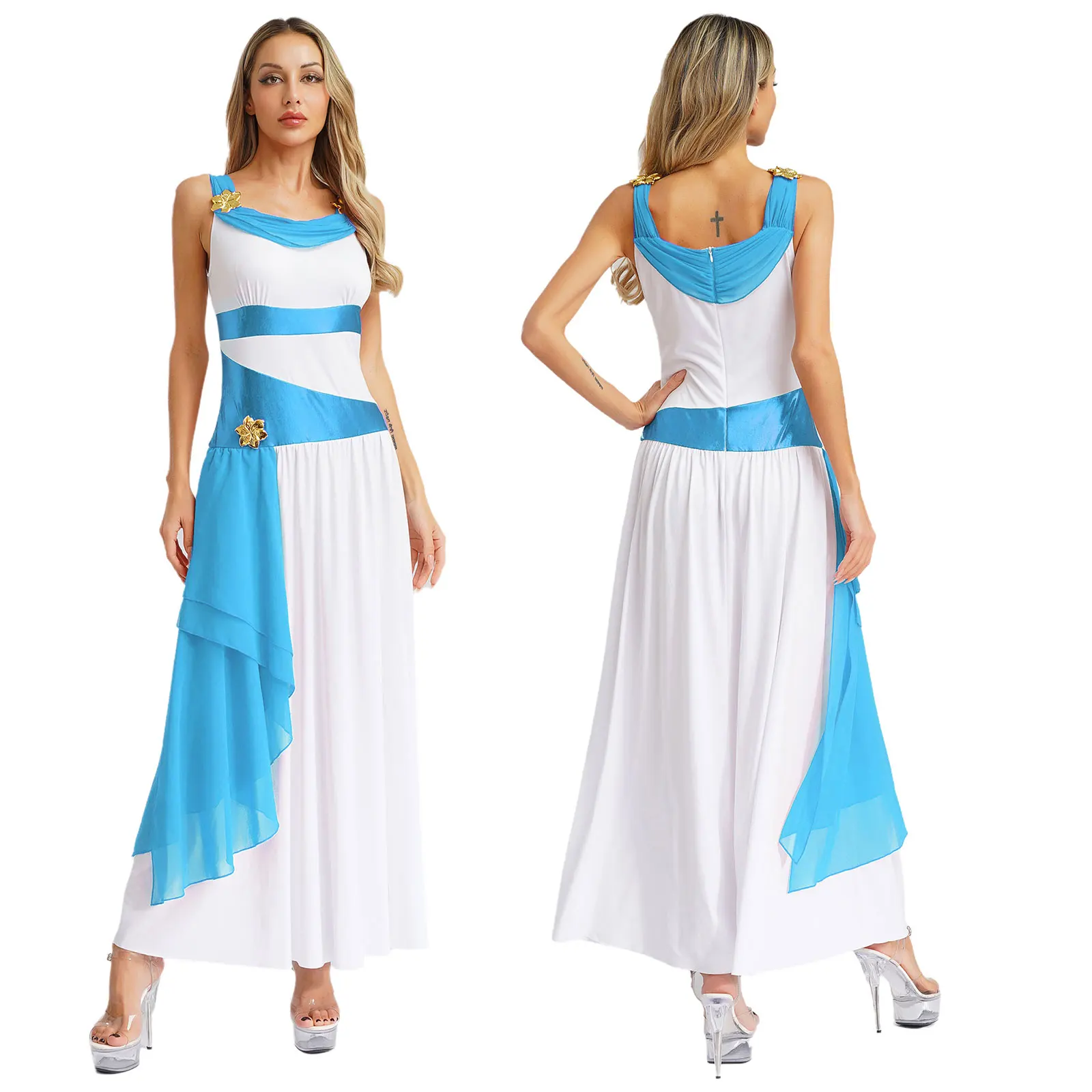 Women Halloween Medieval Ancient Rome Queen Empire Cosplay Chiffon Dress Hellenic Royal Costume for Theater Productions Party
Women Halloween Medieval Ancient Rome Queen Empire Cosplay Chiffon Dress Hellenic Royal Costume for Theater Productions Party