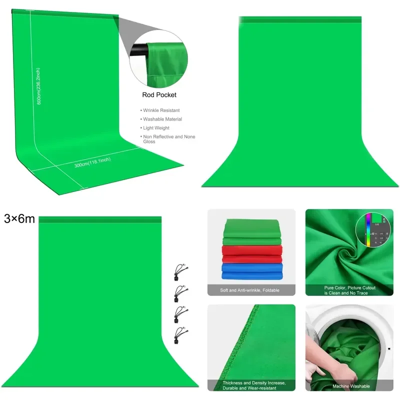 PULUZ X 6m Professional Photography Background Roll-Up Photo Studio Green Screen Backdrop Photography For Live Video
PULUZ X 6m Professional Photography Background Roll-Up Photo Studio Green Screen Backdrop Photography For Live Video