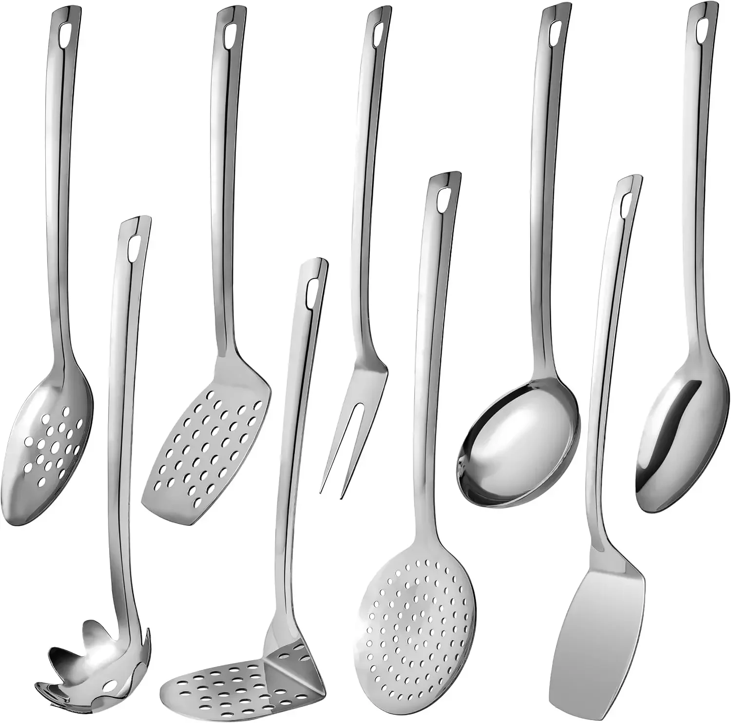 Steel Cooking Utensils Set 9 Piece, Kitchen Utensil Set Stainless Steel, Metal Cooking Tools Set, Heat Resistant, Dishwasher Safe, Premium Cooking Utensils 13-Inch
Steel Cooking Utensils Set 9 Piece, Kitchen Utensil Set Stainless Steel, Metal Cooking Tools Set, Heat Resistant, Dishwasher Safe, Premium Cooking Utensils 13-Inch