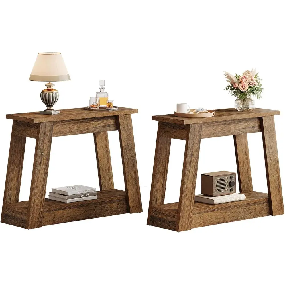 Rustic 2-Tier End Table, Compact Side Table with Storage Shelves for Living Room or Bedroom in Brown
Rustic 2-Tier End Table, Compact Side Table with Storage Shelves for Living Room or Bedroom in Brown