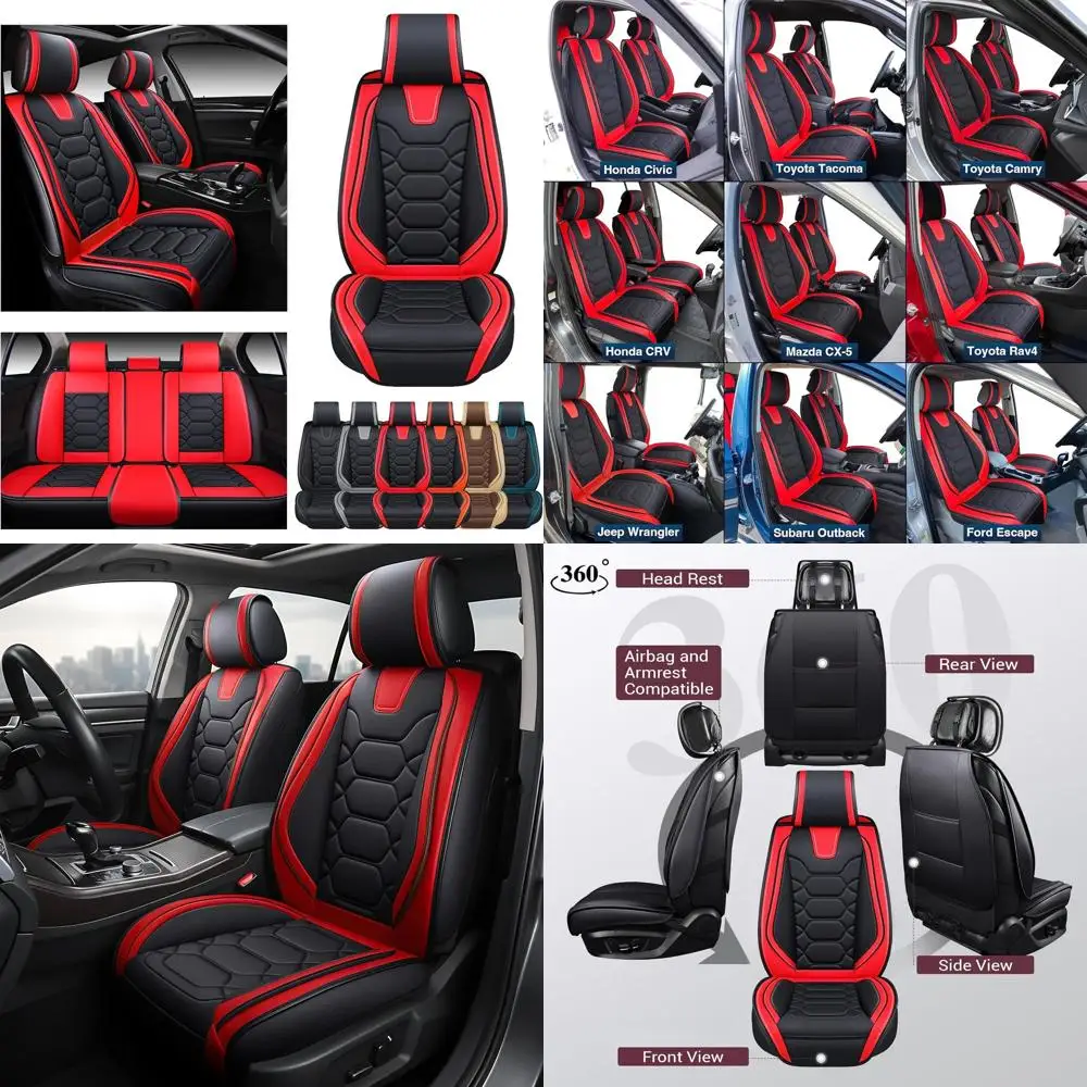 All-Weather Waterproof Leather Car Seat Covers, Universal Fit for Sedan, SUV, Truck, Black Premium Protection with Front & Rear
All-Weather Waterproof Leather Car Seat Covers, Universal Fit for Sedan, SUV, Truck, Black Premium Protection with Front & Rear