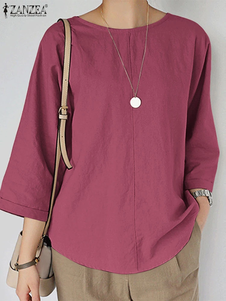 ZANZEA Woman Casual High-Low Blouses 2025 Summer O-Neck 3/4 Sleeve Cotton Linen Blusas Mujer Day Wear Solid Color Long Tops
ZANZEA Woman Casual High-Low Blouses 2025 Summer O-Neck 3/4 Sleeve Cotton Linen Blusas Mujer Day Wear Solid Color Long Tops