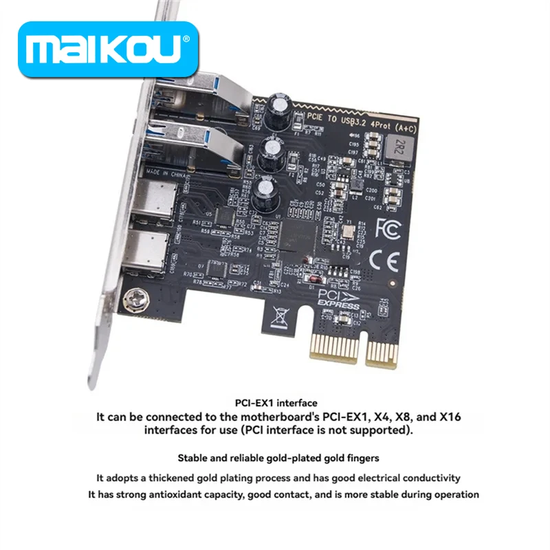 5Gbps USB 3.2 PCI-E Expansion Card PCIE Adapter With 2Xtype-C& 2Xtype-A Ports PCI-E To USB Card
5Gbps USB 3.2 PCI-E Expansion Card PCIE Adapter With 2Xtype-C& 2Xtype-A Ports PCI-E To USB Card