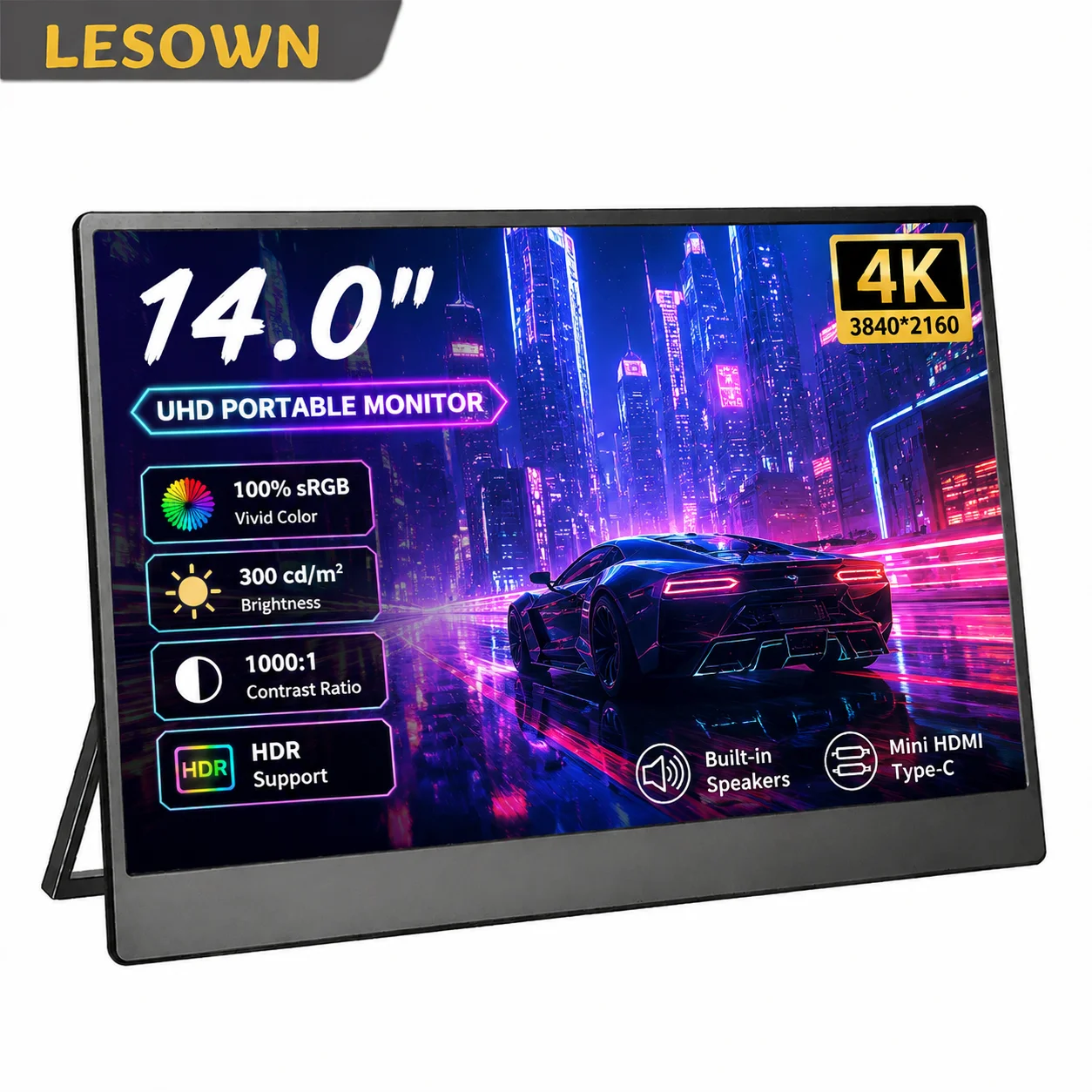 LESOWN 14" 4K Driver-Free Dual External Display 3840x2160 Type-C Kickstand VESA75 for MacBook Pro Laptop Extension
LESOWN 14" 4K Driver-Free Dual External Display 3840x2160 Type-C Kickstand VESA75 for MacBook Pro Laptop Extension