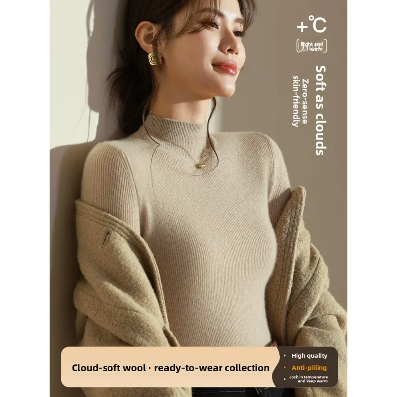 Женский вязаный свитер нового стиля 2025 года, пуловер с полувысоким воротником, черная нижняя рубашка, внутренняя одежда, облегающий шерстяной топ
Женский вязаный свитер нового стиля 2025 года, пуловер с полувысоким воротником, черная нижняя рубашка, внутренняя одежда, облегающий шерстяной топ