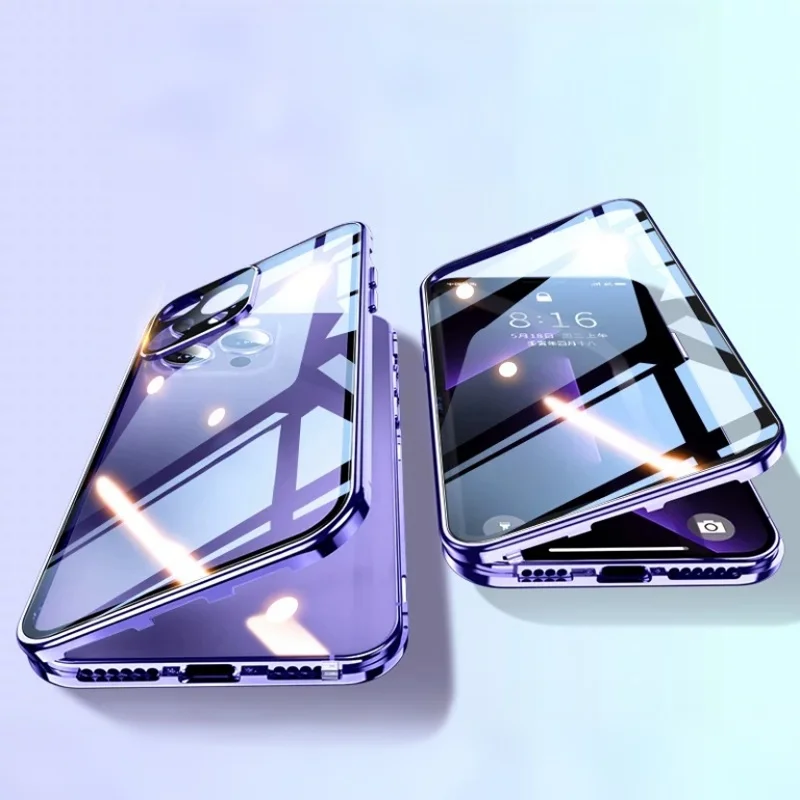 Metal Magnetic Double Sided Tempered Glass Phone Case For iPhone 16 Air 17e 15 14 Plus 12 11 13 Pro Max Protection Cover Cases
Metal Magnetic Double Sided Tempered Glass Phone Case For iPhone 16 Air 17e 15 14 Plus 12 11 13 Pro Max Protection Cover Cases