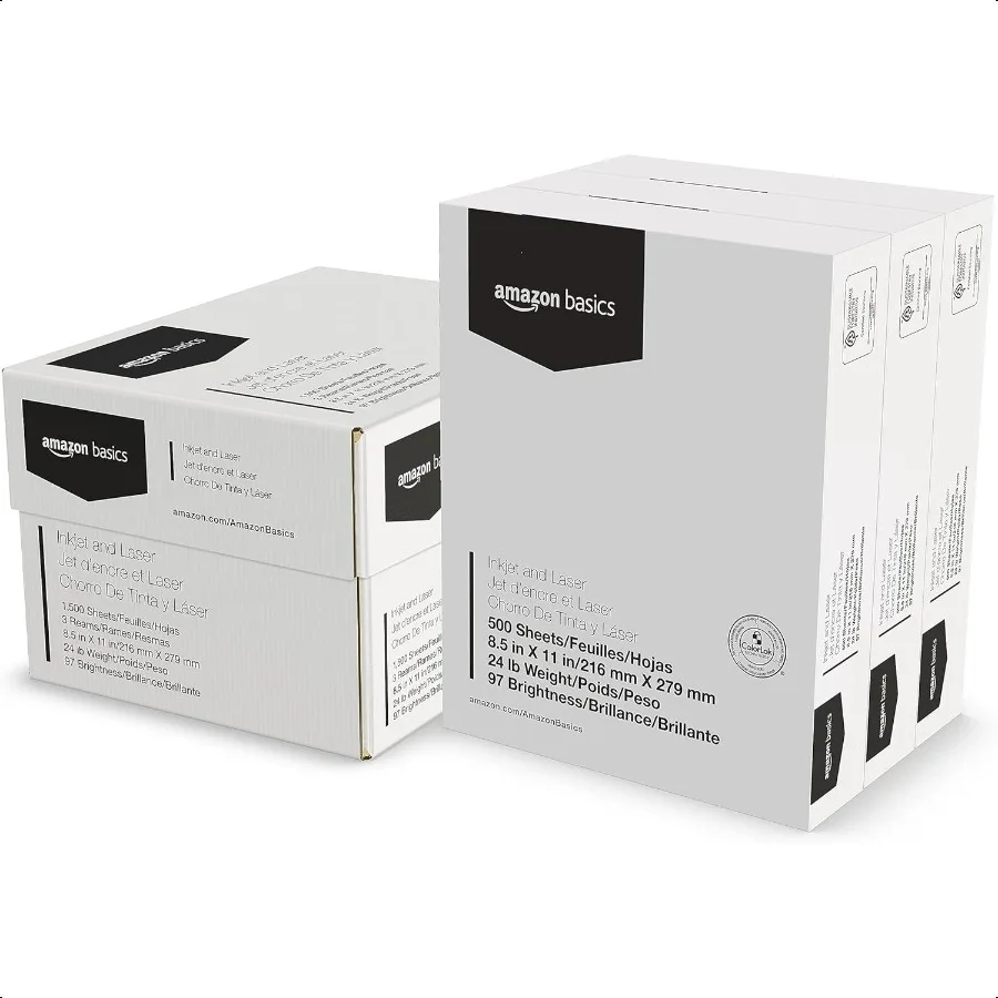 Multipurpose Copy Printer Paper 8.5x11inch 24lb 1500 Sheets 3 Packs of 500 97 Bright White
Multipurpose Copy Printer Paper 8.5x11inch 24lb 1500 Sheets 3 Packs of 500 97 Bright White