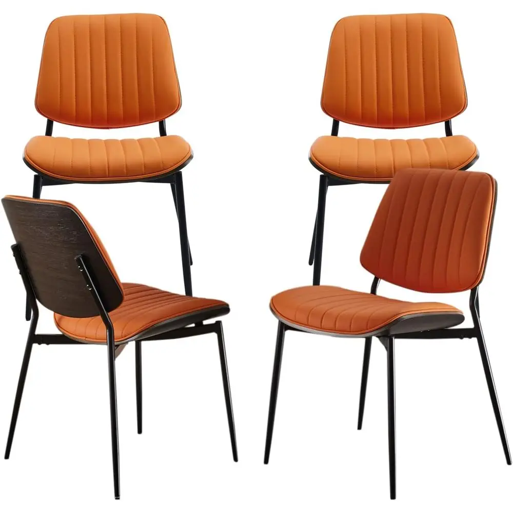 Set of 4 Orange Upholstered Dining Chairs with Metal Legs for Kitchen or Restaurant Use
Set of 4 Orange Upholstered Dining Chairs with Metal Legs for Kitchen or Restaurant Use