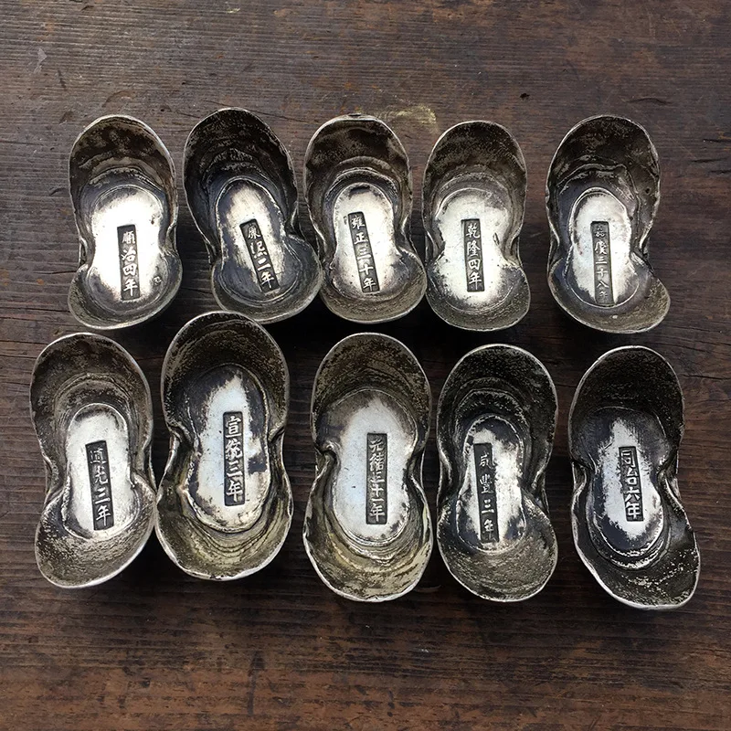 Ten Emperor Yuan Treasure Collection Qianlong Sycee Kangxi Sycee Shunzhi Jiaqing Xianfeng Ingot Daoguang Sycee Guangxu Ingot
Ten Emperor Yuan Treasure Collection Qianlong Sycee Kangxi Sycee Shunzhi Jiaqing Xianfeng Ingot Daoguang Sycee Guangxu Ingot