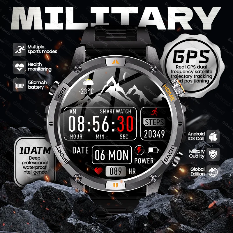 Смарт-часы с GPS-трекером военного класса, AMOLED HD-экран, аккумулятор 580 мАч, измерение пульса, Bluetooth-звонки, водонепроницаемость 10ATM, мужские смарт-часы
Смарт-часы с GPS-трекером военного класса, AMOLED HD-экран, аккумулятор 580 мАч, измерение пульса, Bluetooth-звонки, водонепроницаемость 10ATM, мужские смарт-часы