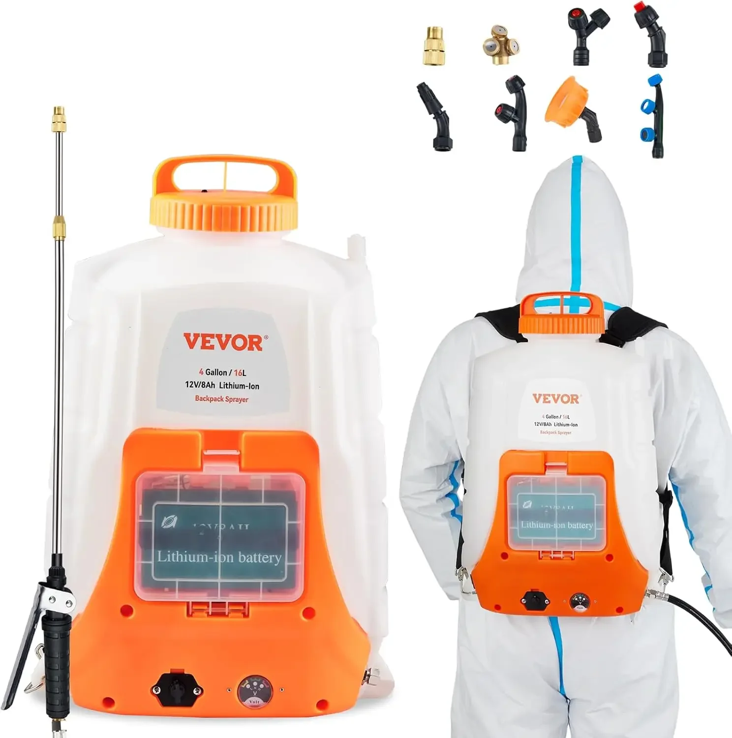 Battery Powered Backpack Sprayer, 0-90 PSI Adjustable Pressure, 4 Gallon Tank, Back Pack Sprayer with 8 Nozzles and 2 Wands
Battery Powered Backpack Sprayer, 0-90 PSI Adjustable Pressure, 4 Gallon Tank, Back Pack Sprayer with 8 Nozzles and 2 Wands