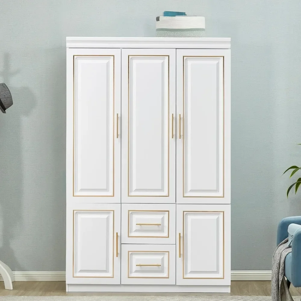 74" H Freestanding Clothes Storage Closet Bedroom Armoires Wood Wardrobe Storage Closet Cabinet with Hanging Rod Shelf 2 Drawers
74" H Freestanding Clothes Storage Closet Bedroom Armoires Wood Wardrobe Storage Closet Cabinet with Hanging Rod Shelf 2 Drawers