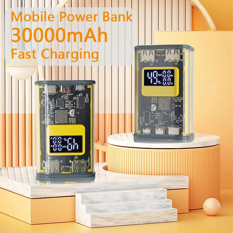 New 30000mAh High Capacity Mini Power Bank 100W PD Super Fast Charging Stand Transparent Fashionable Power Bank With LED
New 30000mAh High Capacity Mini Power Bank 100W PD Super Fast Charging Stand Transparent Fashionable Power Bank With LED