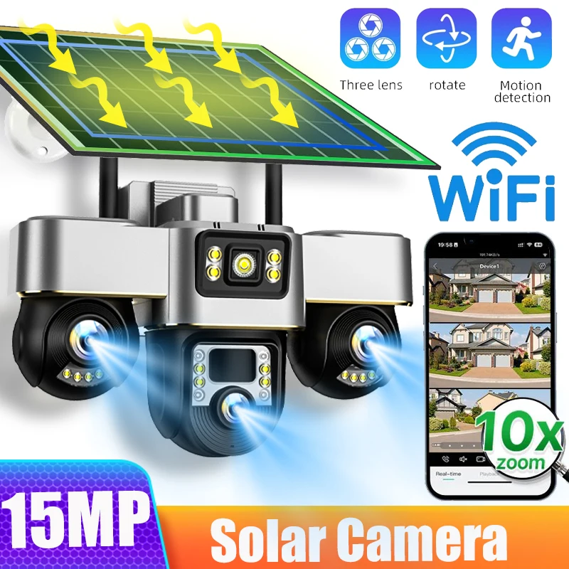 V380 Solar Camera Wireless WiFi Three Lens Outdoor Night Vision Surveillance Cameras Built-in Battery Security Video Monitor
V380 Solar Camera Wireless WiFi Three Lens Outdoor Night Vision Surveillance Cameras Built-in Battery Security Video Monitor