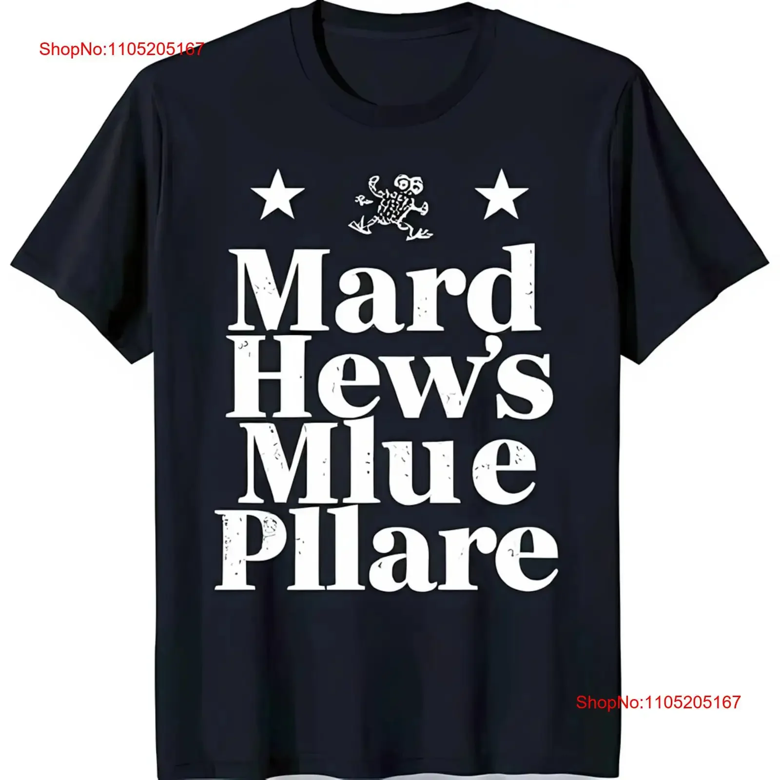 Black T Shirt with Bold 'Mard Hew's Blue Pillare' Text Stars Design vintage Washed Slightly Unisex Casual homme Comfortable
Black T Shirt with Bold 'Mard Hew's Blue Pillare' Text Stars Design vintage Washed Slightly Unisex Casual homme Comfortable