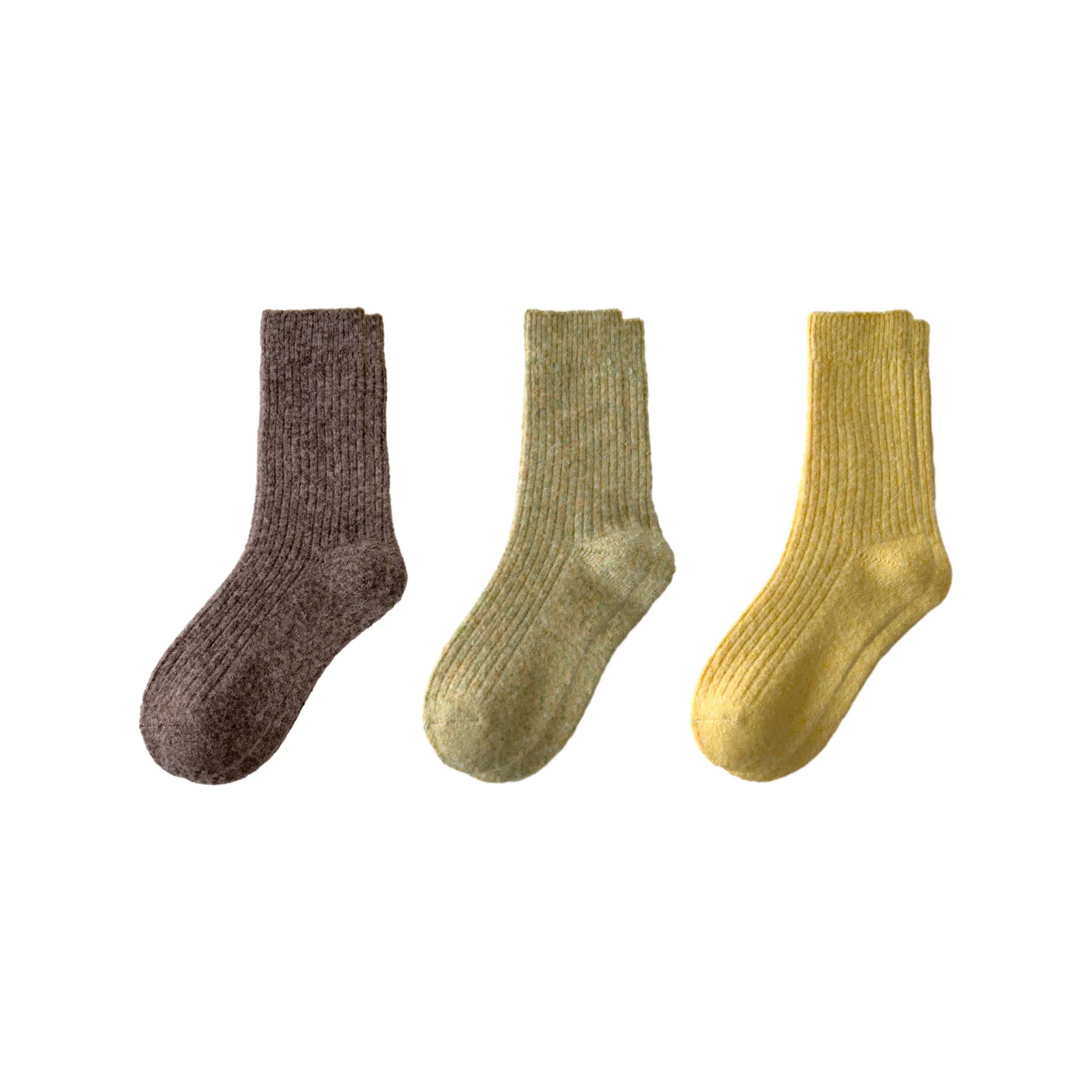 Thickened solid color warm wool mid-calf socks three-color combination (1 pair each of mocha/light yellow green/tender yellow)
Thickened solid color warm wool mid-calf socks three-color combination (1 pair each of mocha/light yellow green/tender yellow)