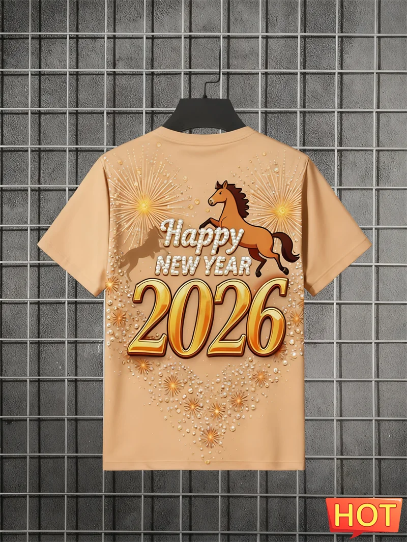 2026 Happy New Year Letters Horse Pattern T Shirts Fashion Trendy Men Women 3D Printed T-shirts Loose Streetwear Crew Neck Tees
2026 Happy New Year Letters Horse Pattern T Shirts Fashion Trendy Men Women 3D Printed T-shirts Loose Streetwear Crew Neck Tees
