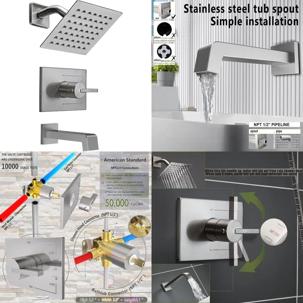 6 Inch Brushed Nickel Shower System with Tub and Shower Faucet Combo - Modern Bathroom Shower Faucet Sets Co
6 Inch Brushed Nickel Shower System with Tub and Shower Faucet Combo - Modern Bathroom Shower Faucet Sets Co