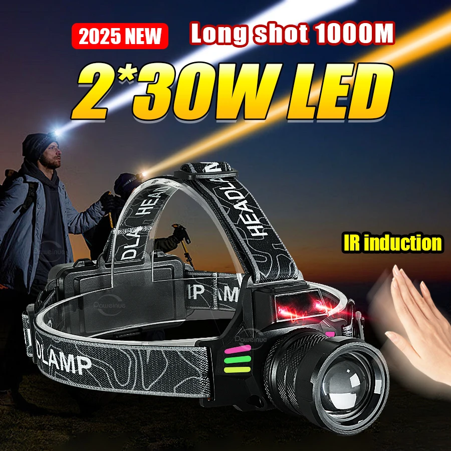 Most Powerful Headlamp White/Yellow Lights Rechargeable LED Headlights Lighting 1000m Camping Fishing Head Flashlight
Most Powerful Headlamp White/Yellow Lights Rechargeable LED Headlights Lighting 1000m Camping Fishing Head Flashlight