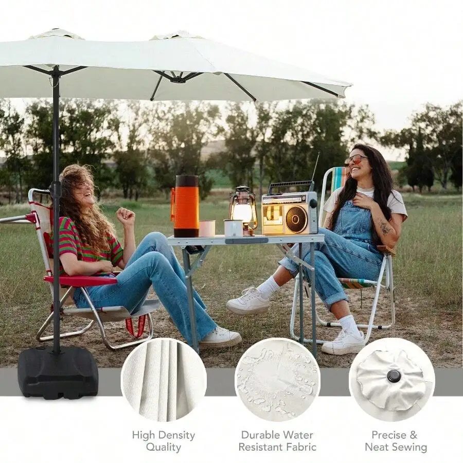 15FT Double Sided Outdoor Patio Umbrella With Crank Base White
15FT Double Sided Outdoor Patio Umbrella With Crank Base White