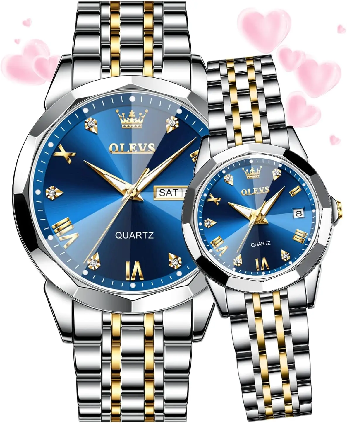 His and Her Analog Quartz Couple Watches Stainless Steel Waterproof Luminous Date Wristwatch Set
His and Her Analog Quartz Couple Watches Stainless Steel Waterproof Luminous Date Wristwatch Set