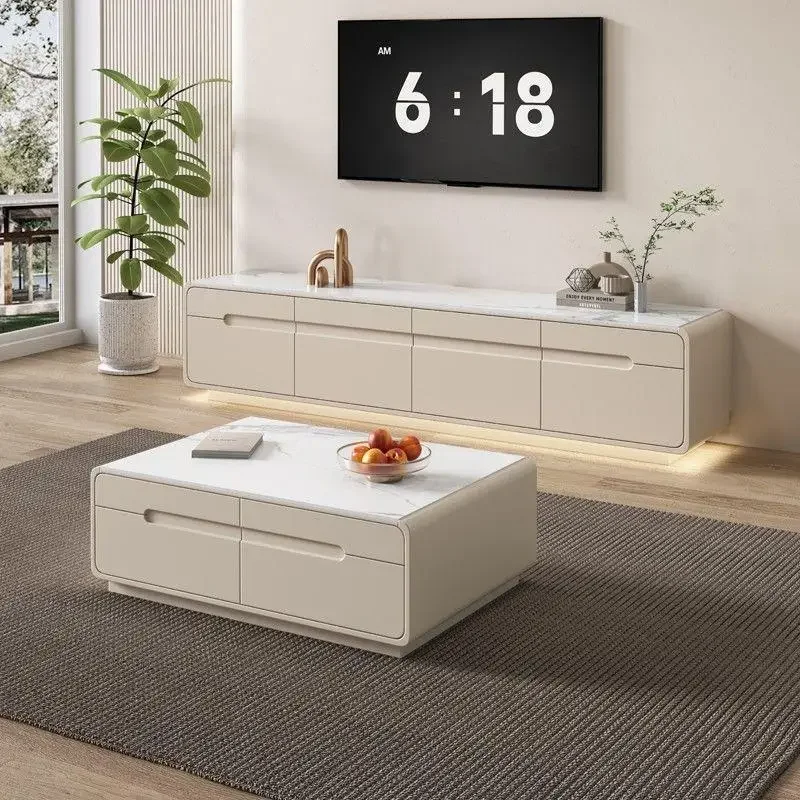 Modern TV Luxury Cabinet Floor Coffee Table Combination Simple Solid Wood Small Apartment Living Room Rock Slab Cream Wind
Modern TV Luxury Cabinet Floor Coffee Table Combination Simple Solid Wood Small Apartment Living Room Rock Slab Cream Wind